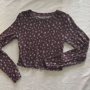 Aero OG Long Sleeve Cropped Floral Top Size Small